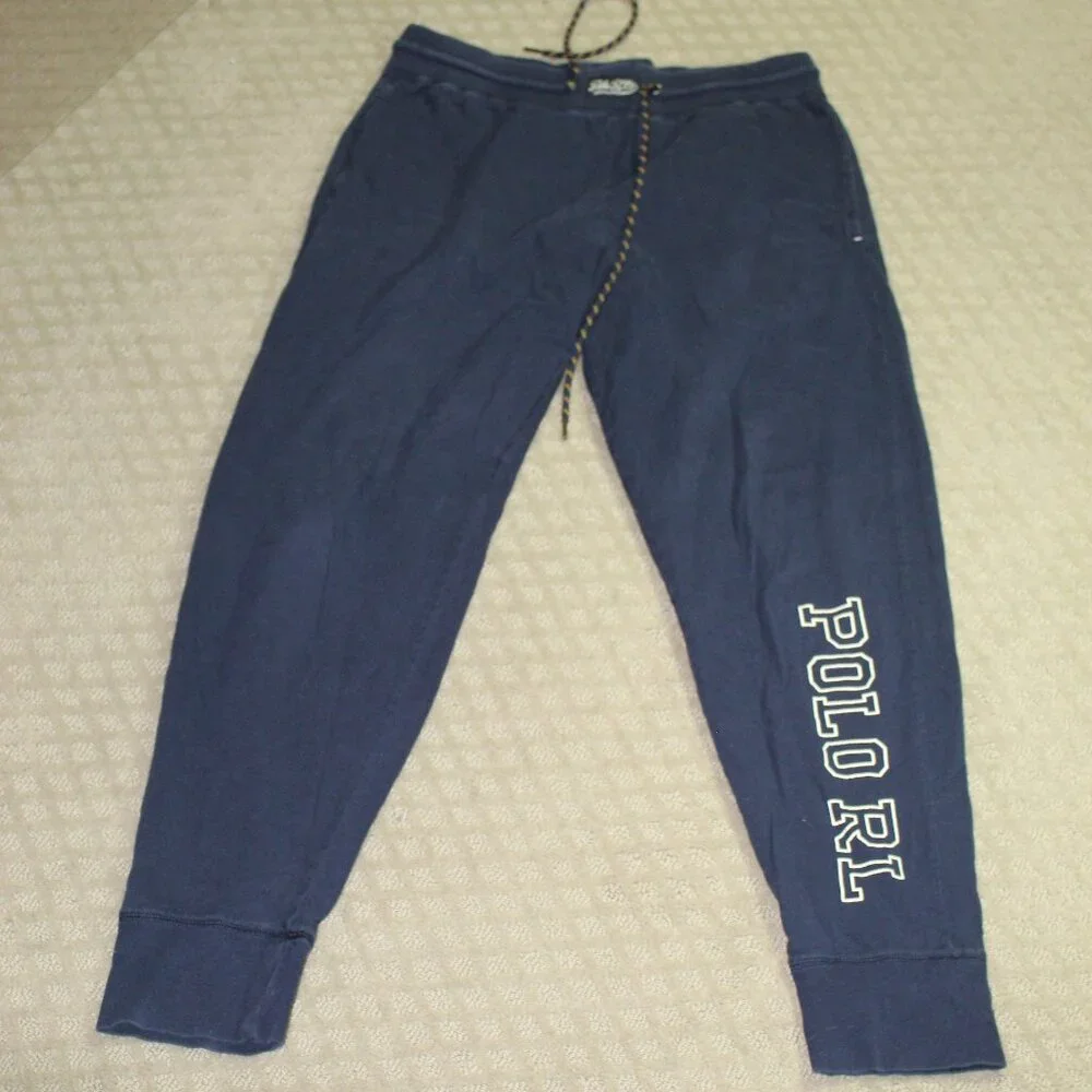 Polo Ralph Lauren Men's Size M 100% Cotton Blue Drawstring Pajama Jogger Pants